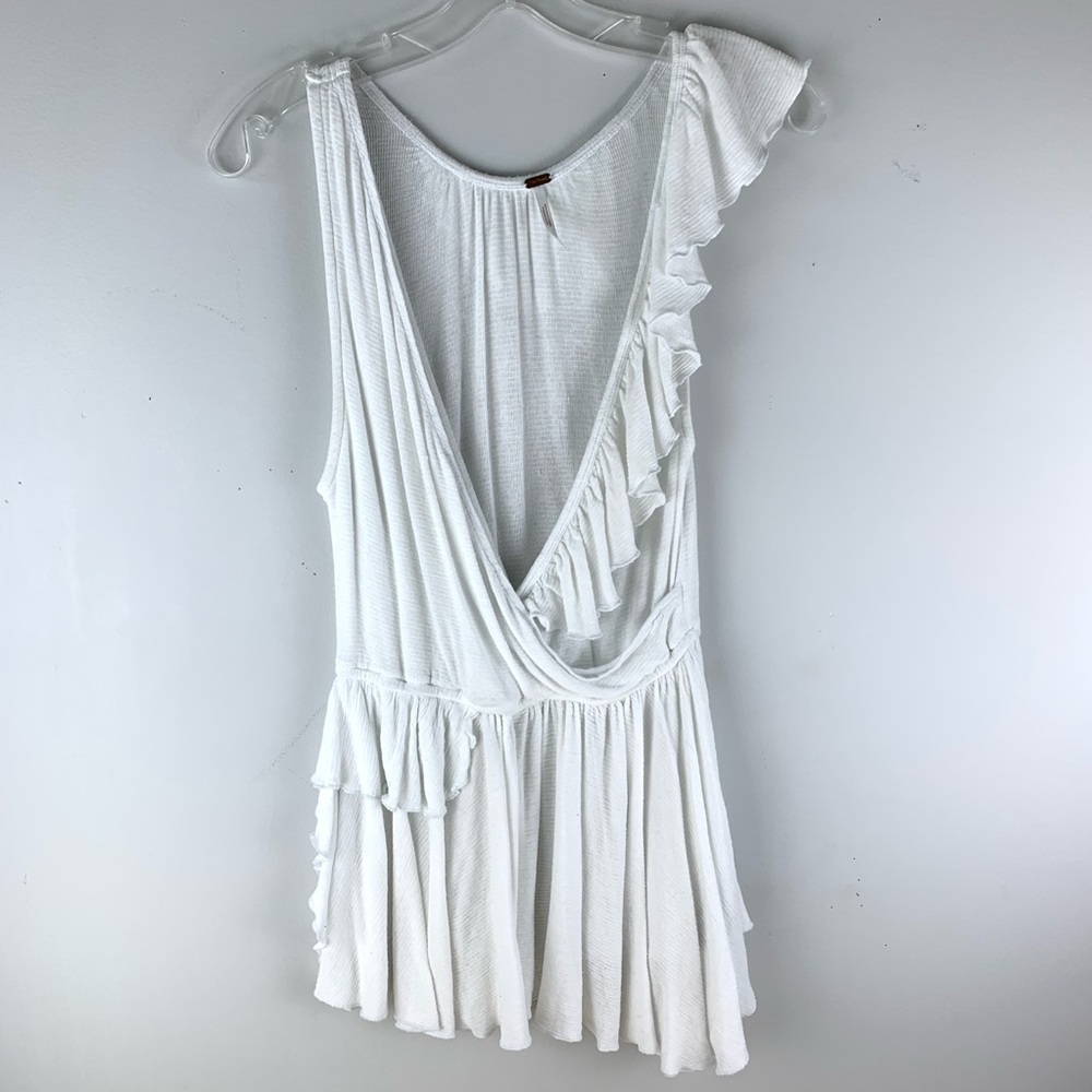 Free People Float Away White Deep V Tank Top - Picture 3 of 8